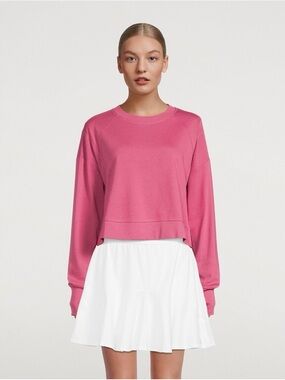 NWT Sweaty Betty After Class Crop Sweatshirt in Adventure Pink with Thumbholes